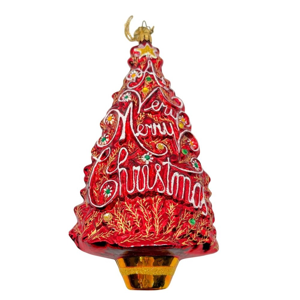 Christopher Radko The Merriest 2007 Red Christmas Tree Ornament #1013198‎ glass